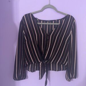 Forever 21 Black Striped Button up Blouse